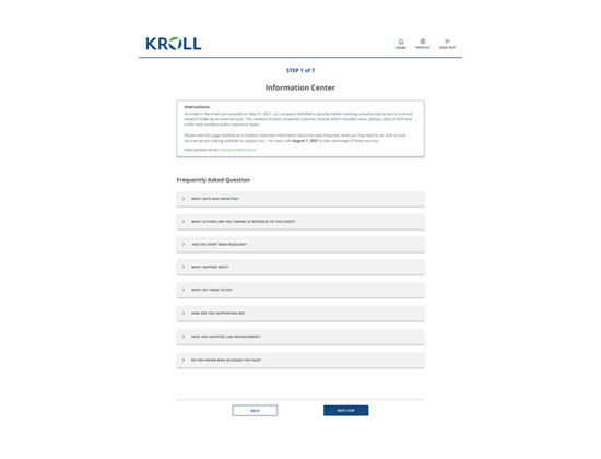 Kroll Third-Party Notification Platform