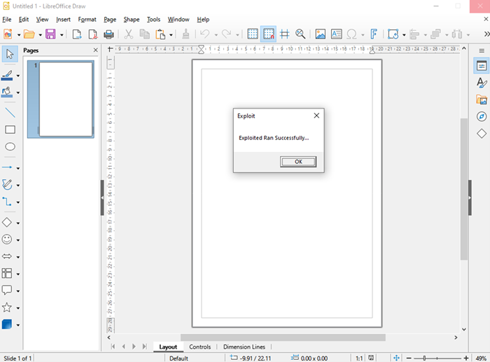  Screenshot of Successful Exploitation from POC File Being Loaded into LibreOffice
