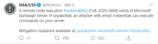 MS Exchange Critical Vulnerability CVE-2020-0688 Targeted by Multiple Actor Groups