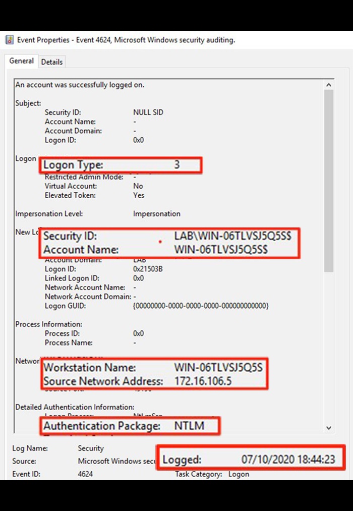 Zerologon Security Event 4624